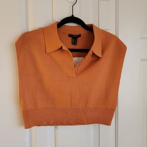 Forever 21 Orange Collared Crop Top